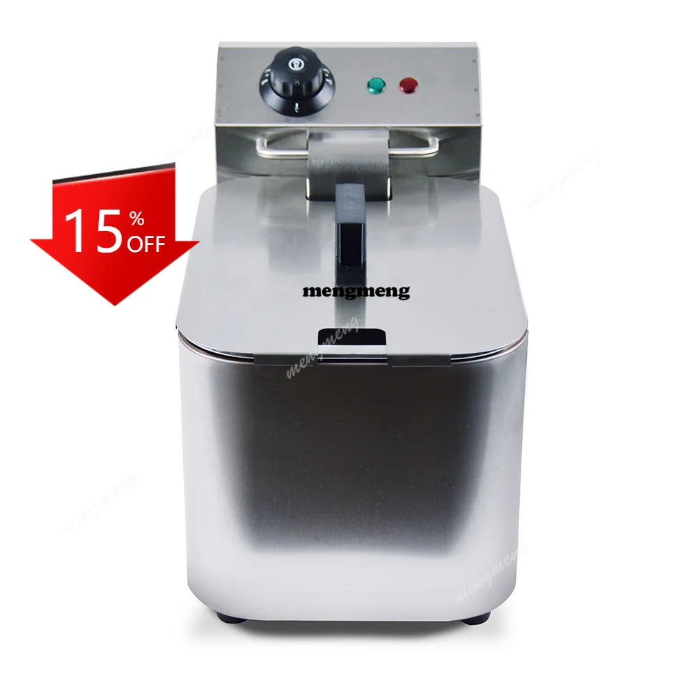 E132 Electric Deep Fryer Commercial Household Deep Fryer 4L Oil Capacity Rectangle Stainless Steel
