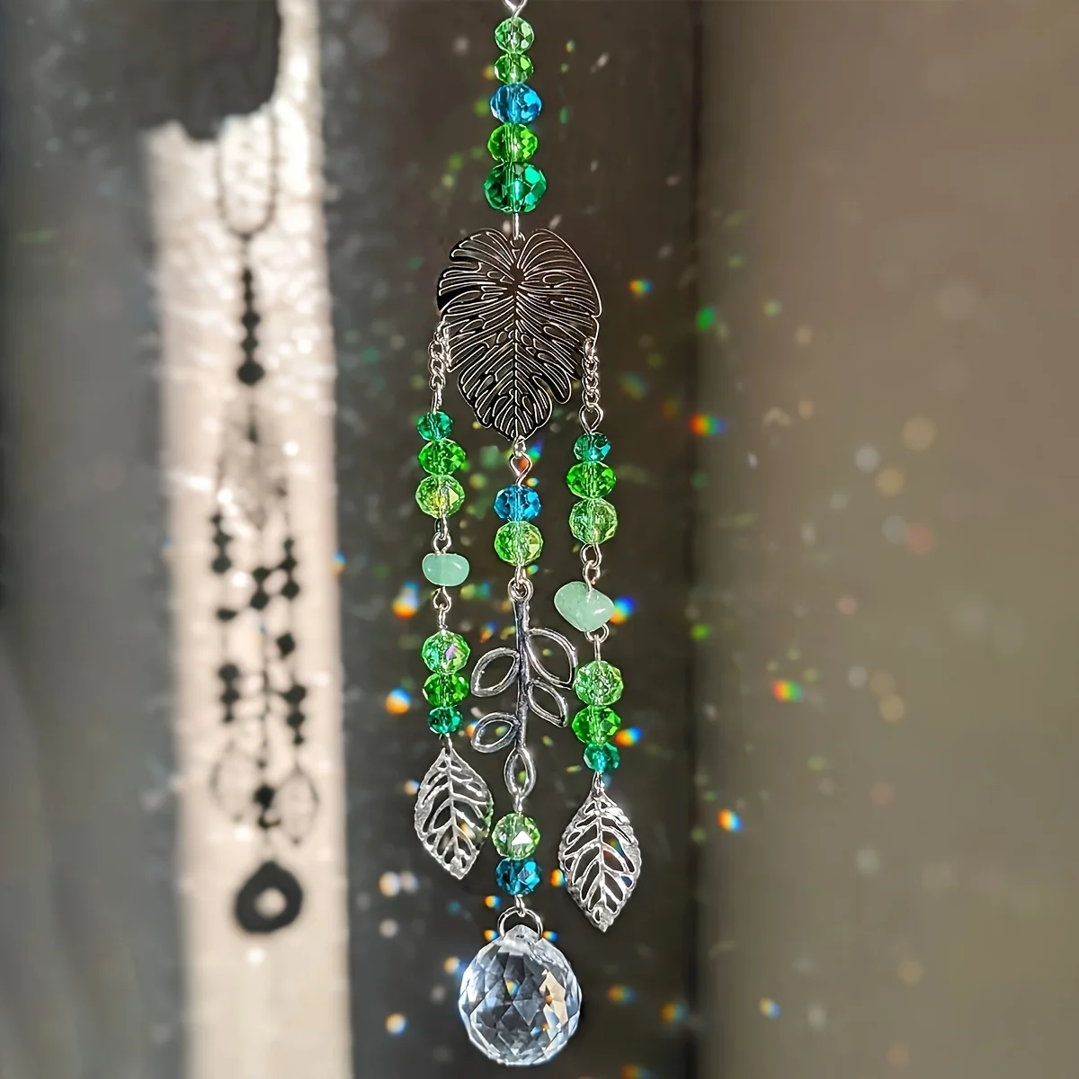 1Pc Leaf-Shaped Sun Catcher, Hanging Decoration, Home and Outdoor Hanging Decoration, Tree of Life Outdoor Home Hanging Ornament