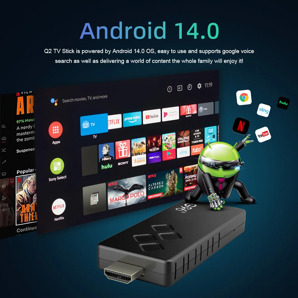 جهاز Mortal Android 14 Mini TV Stick Q2 سعة 16 جيجابايت رباعي النواة Allwinner H313 جديد Wifi6 BT5.0 صندوق تلفزيون ذكي عالمي للبث مقابل Fire TV Stick #4