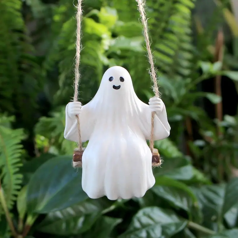 Halloween Cute Swing Ghost All Hallows Swing Ghost Statue Pendant Swing Swing Craft Ghost Hanging Ornament