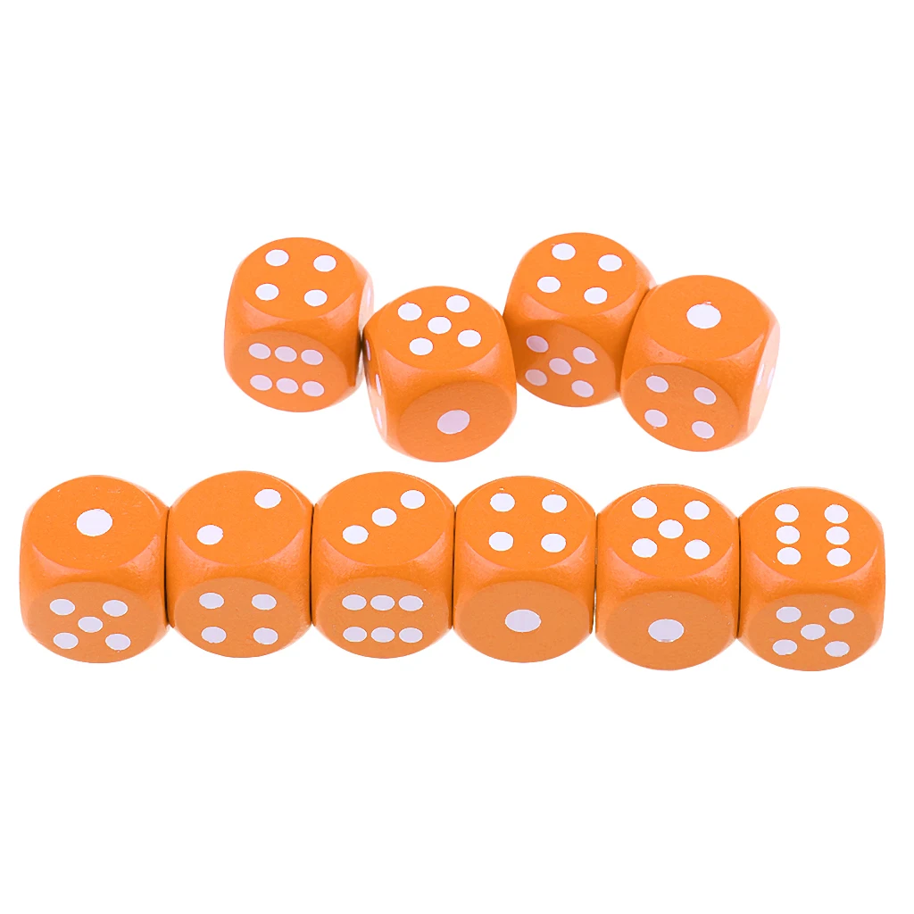Classic Wooden D6 Dice Set with Dotted Sides for Tabletop Board Games DND Party Role Play Essentials