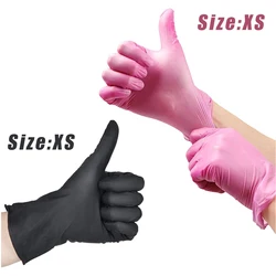 Black Pink Disposable Gloves XS Latex Powder Free Nitrile Vinyl Glove X-Small Smallest Hands For Woman Girl Kids Children