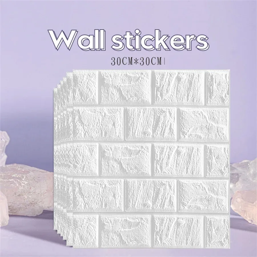 10pcs 30*30cm 3D Wall Sticker 5MM Imitation Brick Bedroom Waterproof Self-adhesive Wallpaper for Living Room TV Backdrop Decor
