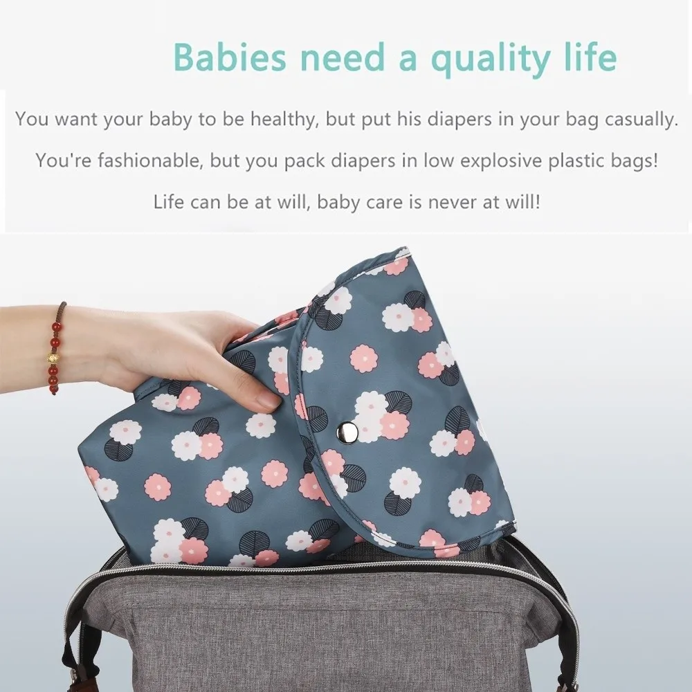 Portable Cartoon Baby Diaper Bag Oxford Cloth Waterproof Mommy Handbag Large Capacity Handheld Diaper Storage Bag Baby
