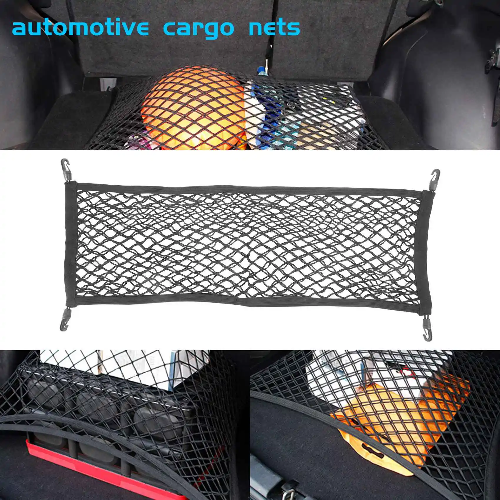 Double-Layer High Elastic Car Rear Cargo Net for SUV Car Trunk Net Organizer Automotive Cargo