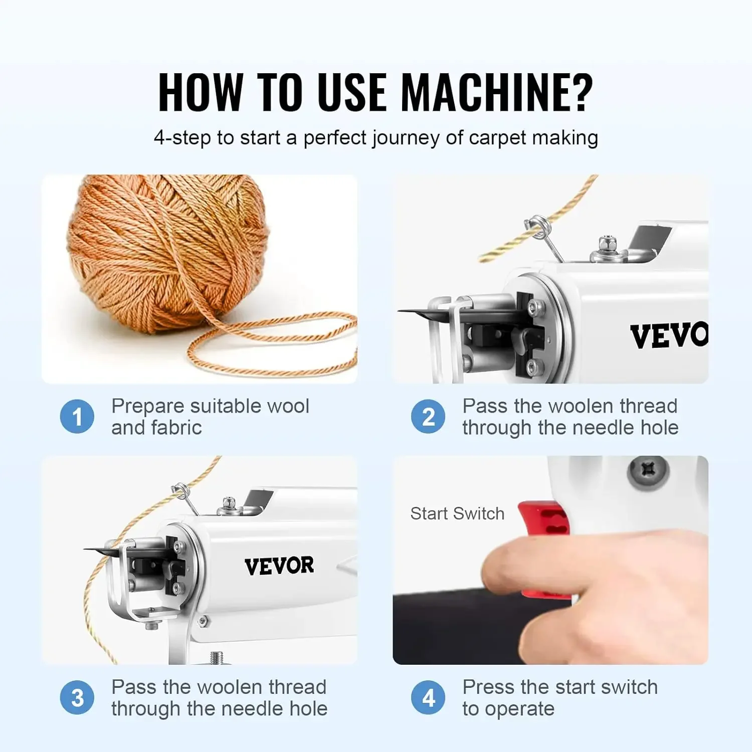 Tufting Gun, Cut Pile Electric Carpet Weaving Flocking Machine, Rug Machines Starter Kit, 7-27 Stitches/sec High Speed Rug