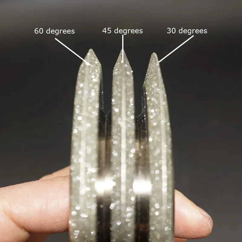 Grit150~320 SDC Electroplated Diamond Grinding Wheel Double Beveled Angle 45° 60° 90° for Grinding Alloy Ceramic Tungsten Steel