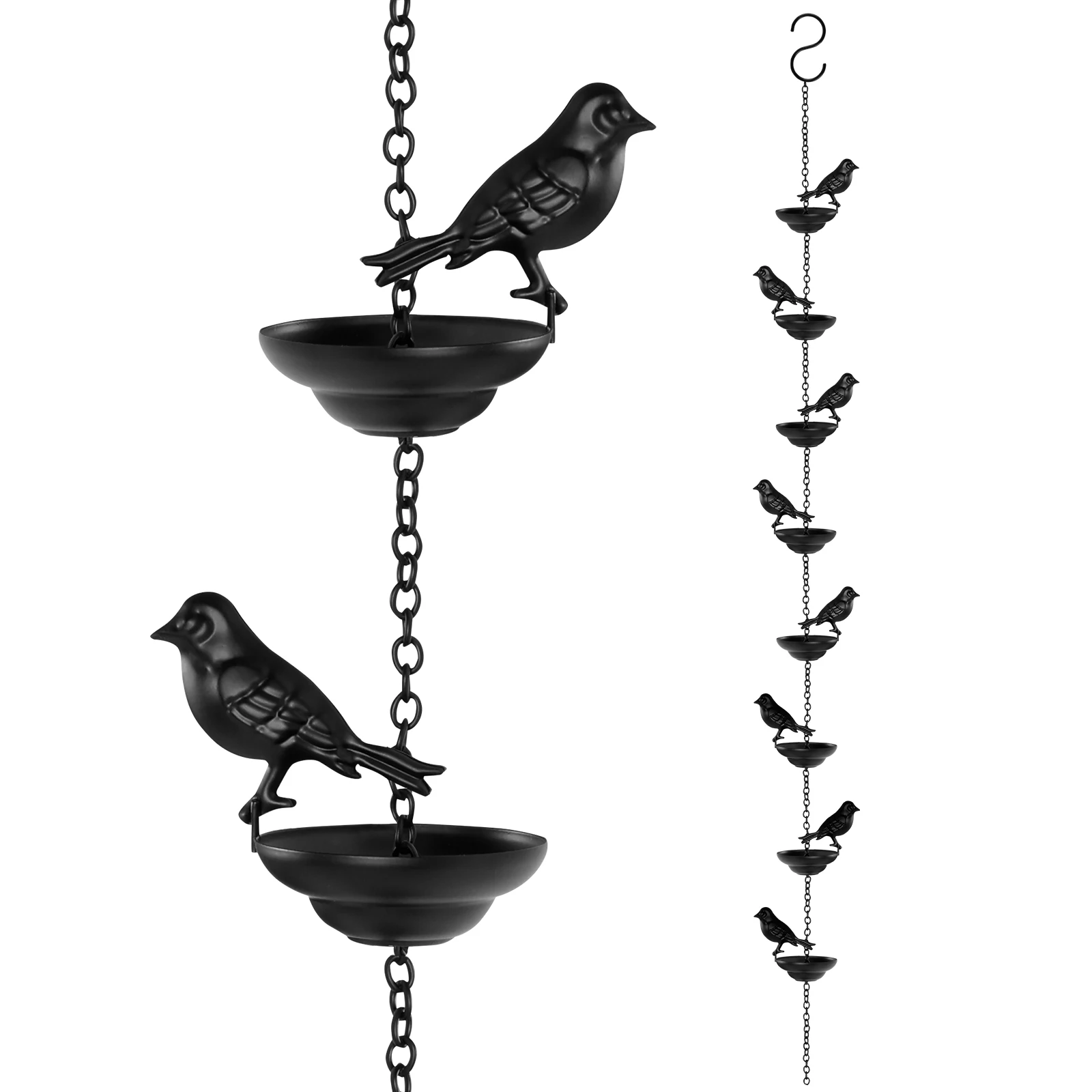 Metal Bird Rain Chain For Gutter Roof Decor Drainage Rainwater Cup Creative Rain Catcher Outdoor Downspout Tool