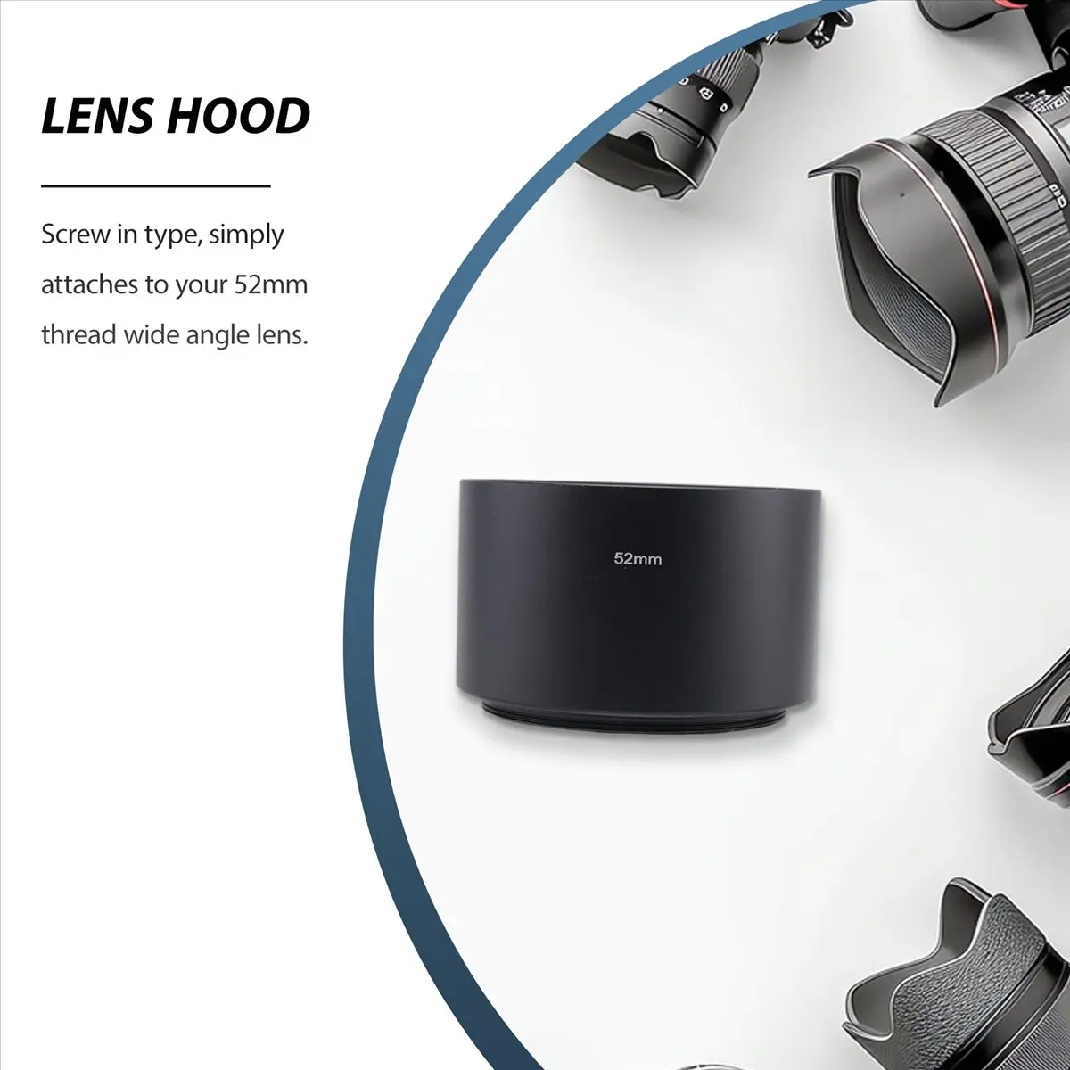 A40I Camera Filter -in Mount 52mm Metal Lens Hood Shade