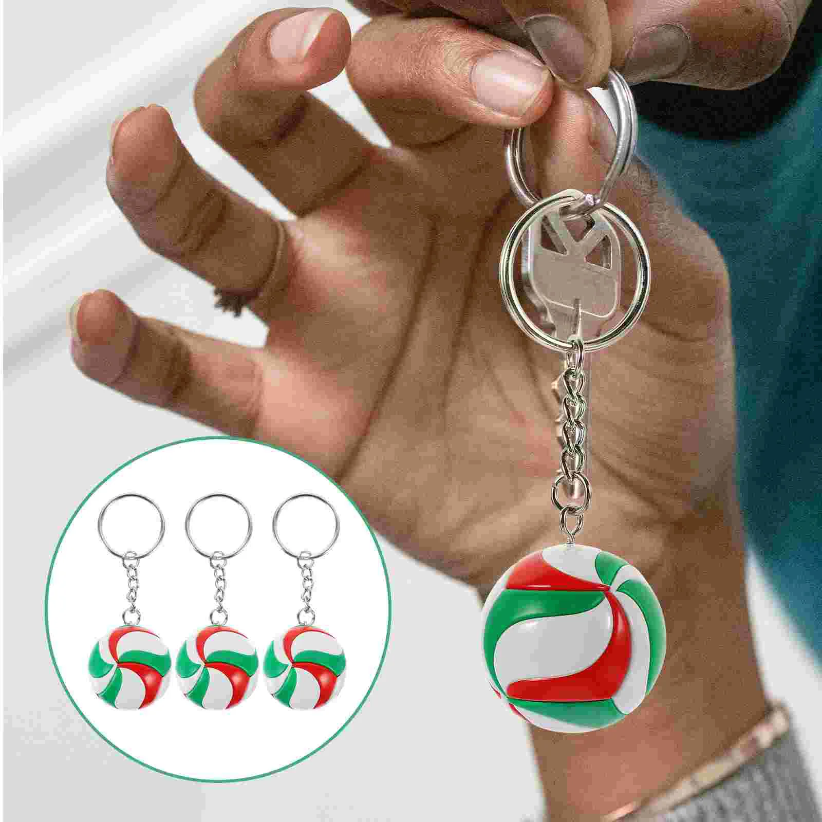 3 Pcs Volleyball Model Toy Football Accessories Exquisite Keychain Multi-function Charm Alloy Man Bag Pendant