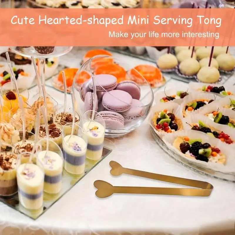 Metal Buffet Tongs 4X Easy Grip Barbecue Tongs Creative Heart-Shaped Design Smooth Locking Kitchen Supplies Food Grabber For