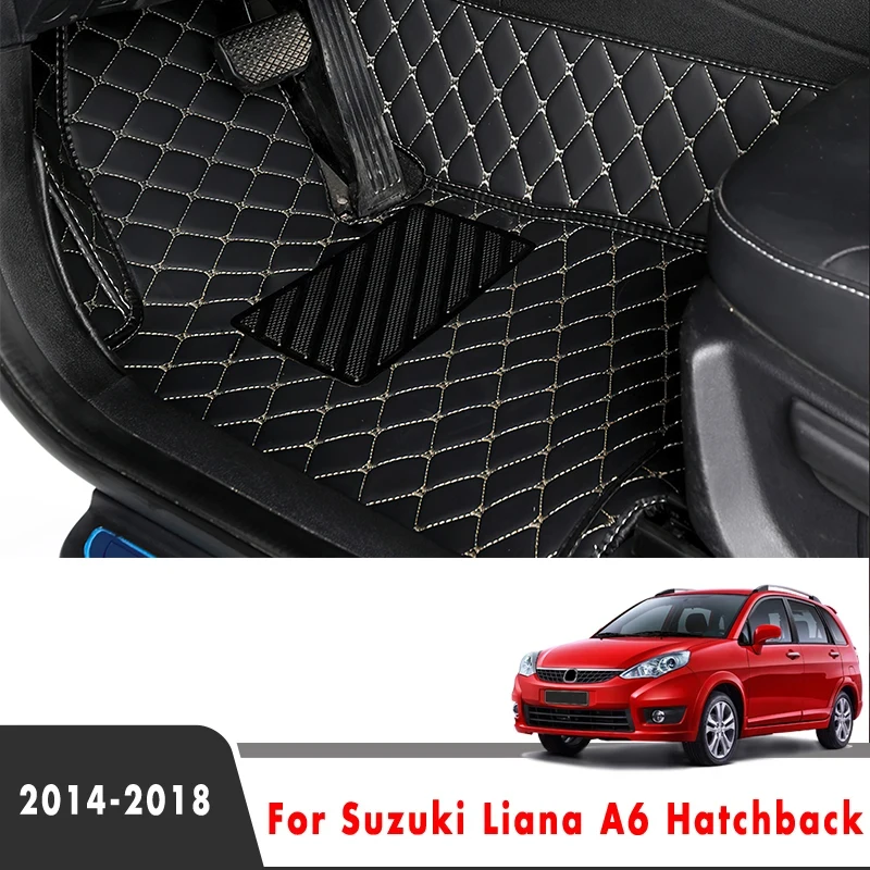 Car Floor Mats For Suzuki Liana A6 Hatchback 2018 2017 2016 2015 2014 Leather Carpets Custom Foot Pads Auto Accessories Interior