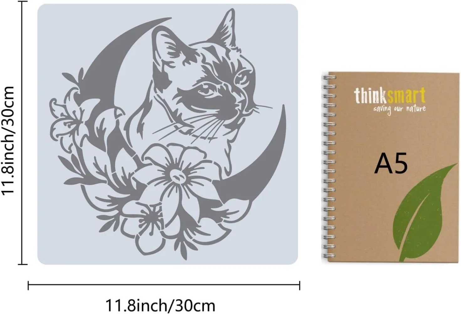 Large Cat Flowers Stencils 12x12 Inch Reusable Craft Floral Moon Stencil Template Signs Home Animal Wall Drawing Family Decor