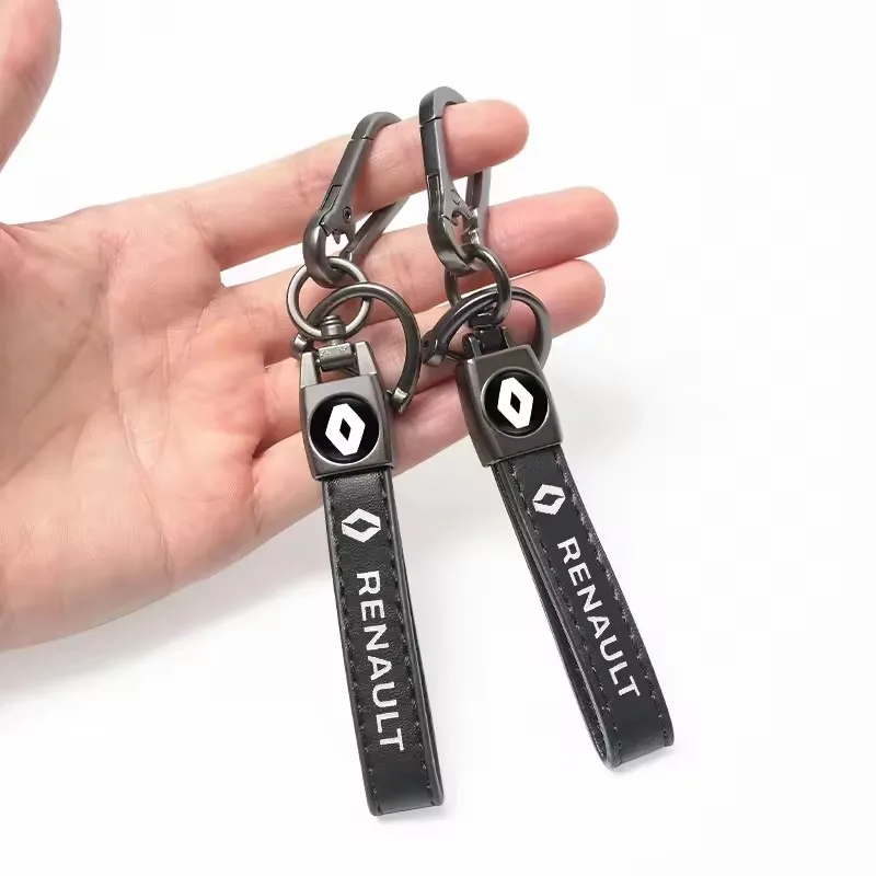 1 pçs chaveiro de metal do carro auto emblema de couro fino chaveiro para renault megane 2 3 4 twingo clio talisman captur kwwid