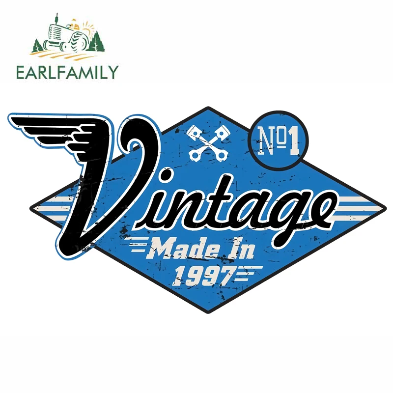 EARLFAMILY 13cm x 7.2cm Retro Distressed Aged Vintage Made In 1977 1997 Biker Style Motif External Vinyl Car Sticker Funny Decal