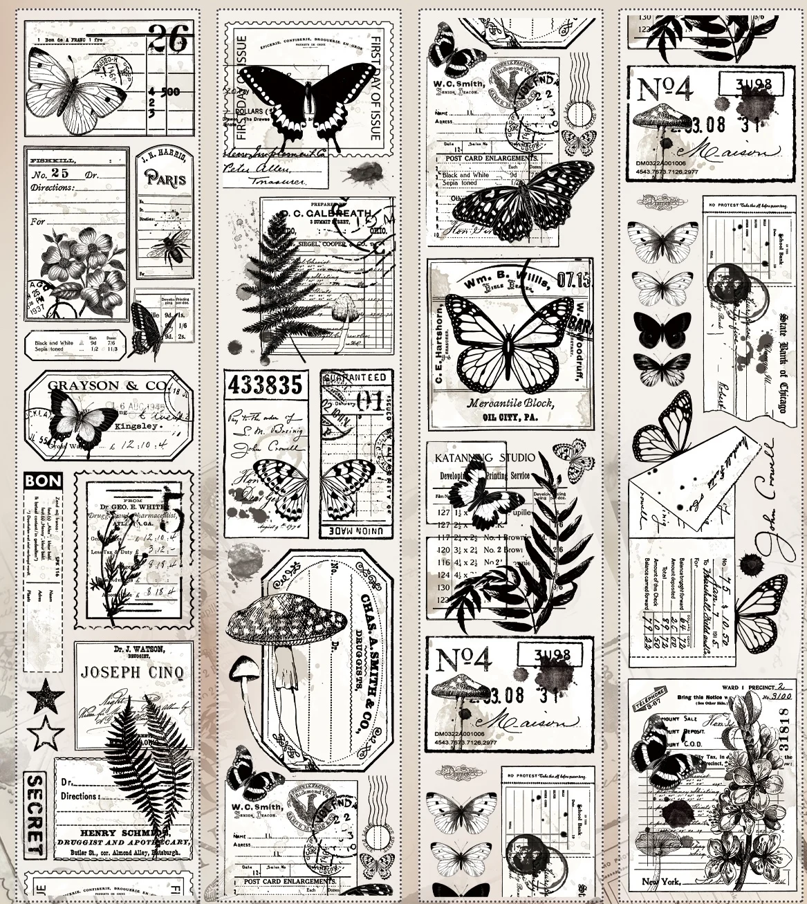 New Letter and Butterfly Vintage Flowers Washi Tape Butterfly Plant Journal Sticker Pet