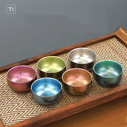 40ml Kung Fu Tea Cup,Double Layer Pure Titanium, Natural Color Crystal,Heat Insulation,Anti-scalding,No Adsorption taste,MUG