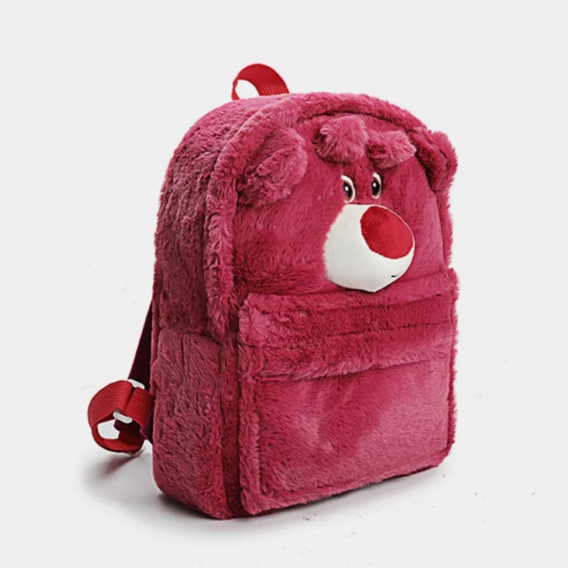 Disney New Cute Strawberry Bear Sullivan Backpack Ins Plush Junior and High School College Student Large-capacity School Bag