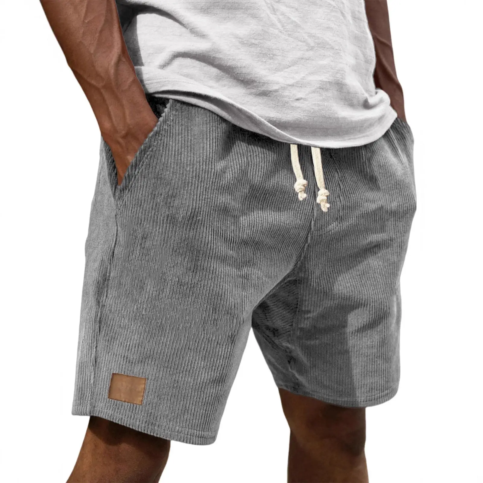 

New Men's Corduroy Shorts Five-Point Cross-Border Drawstring Elastic Street Style Shorts Lightweight Comfortable Spring Autumn