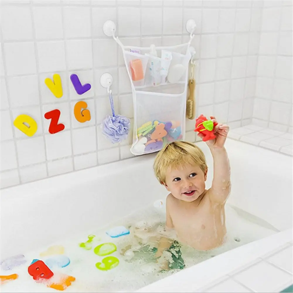 Baby Bathroom Net Bag Sucker Design Protable Folding Bath Toys Bag Toy Organizer Toy Mesh Bag Doll Organizer