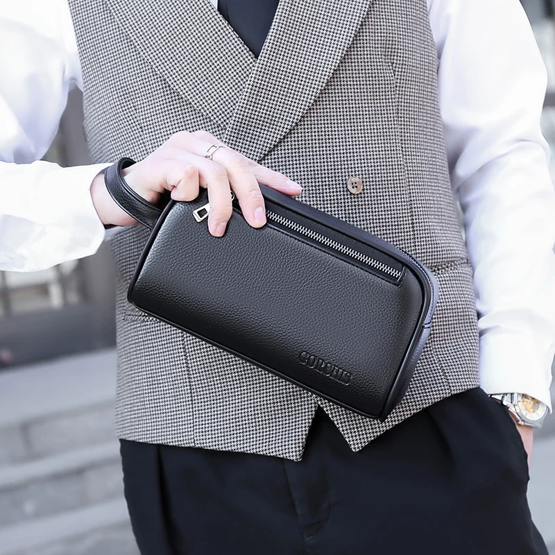 High Quality Genuine Leather Men Clutch Bags Fashion Business Clutches Card Pack Phone Coin Purses Travel Anti-theft Wallet Male