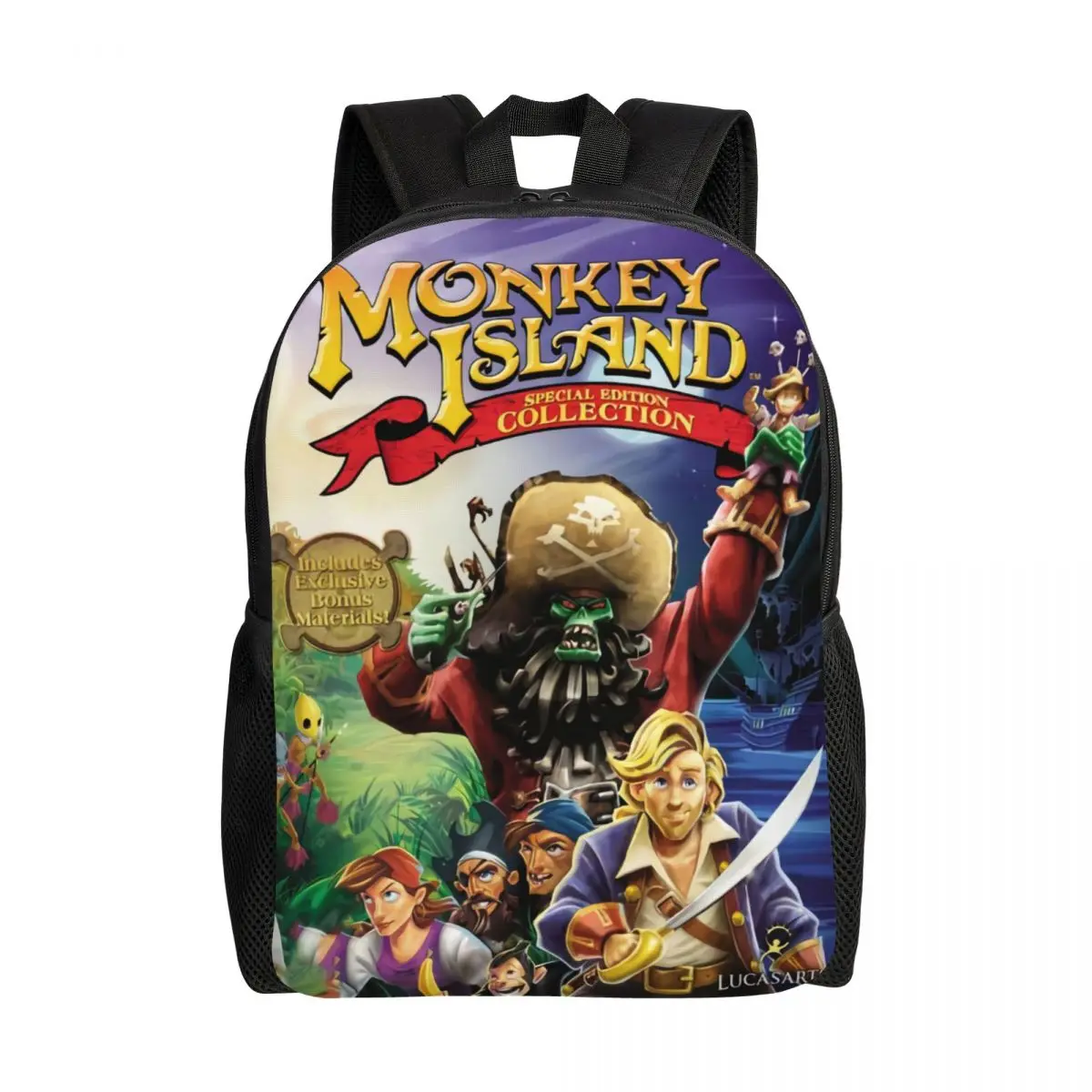 Custom The Secret Of Monkey Island Backpack Adventure Action Game College School Travel Bags Bookbag Fits 15 Inch Laptop