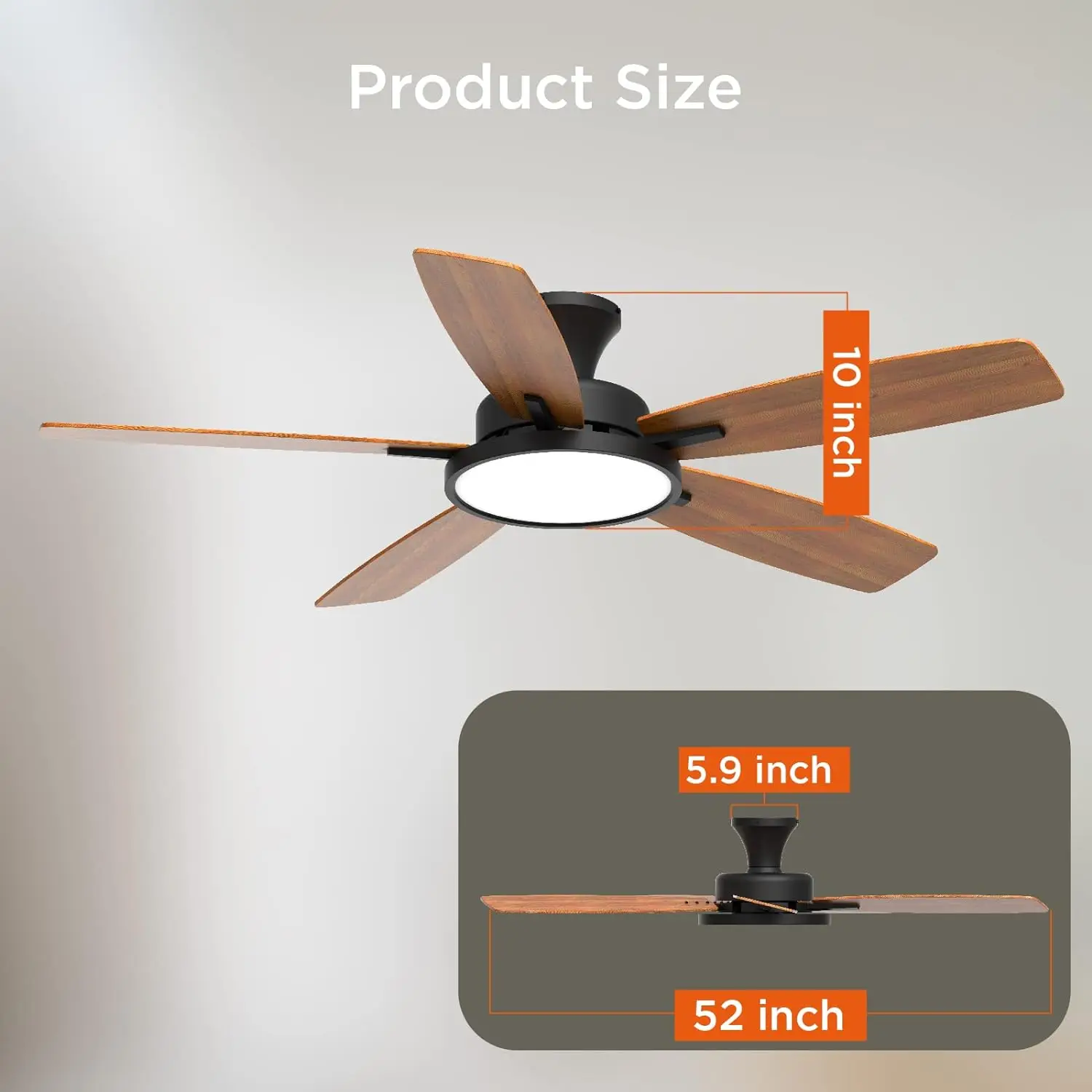 Taloya 52 Inch Ceiling Fans With Lights,Remote Control Multifunctional Quiet Fan With Three Color Temperature And Dimmable