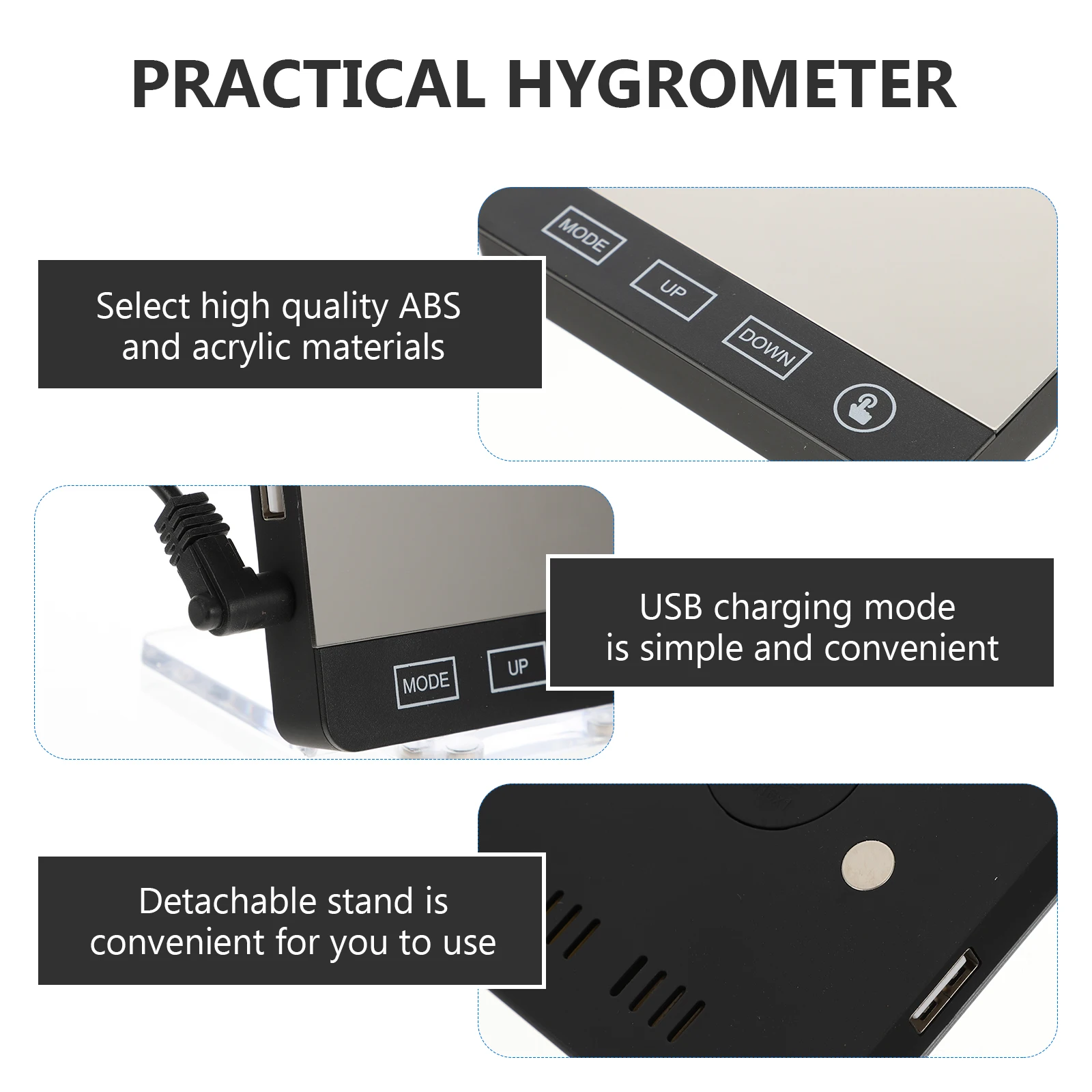 

1 set LED Touch Screen Meteorological Clock Temperature Humidity Monitor Large Display Four-Level Dimming Magnet Adsorption USB