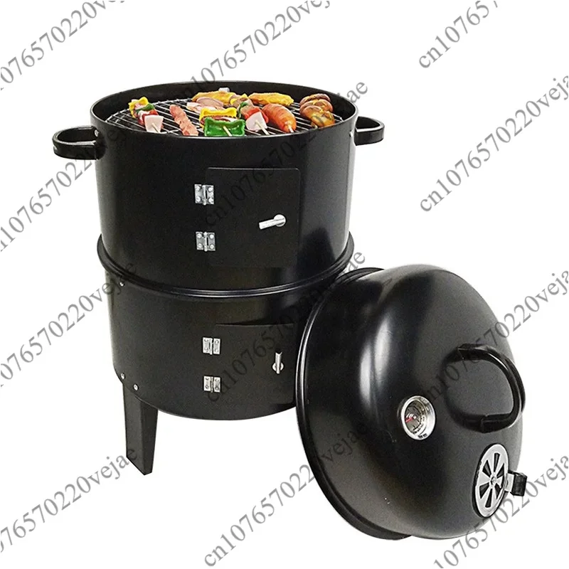 Multifunctional BBQ Smoker Oven With Smoking Rack Commercial Home Outdoor Barbecue Grill For Backyard Camping Meat Smoking