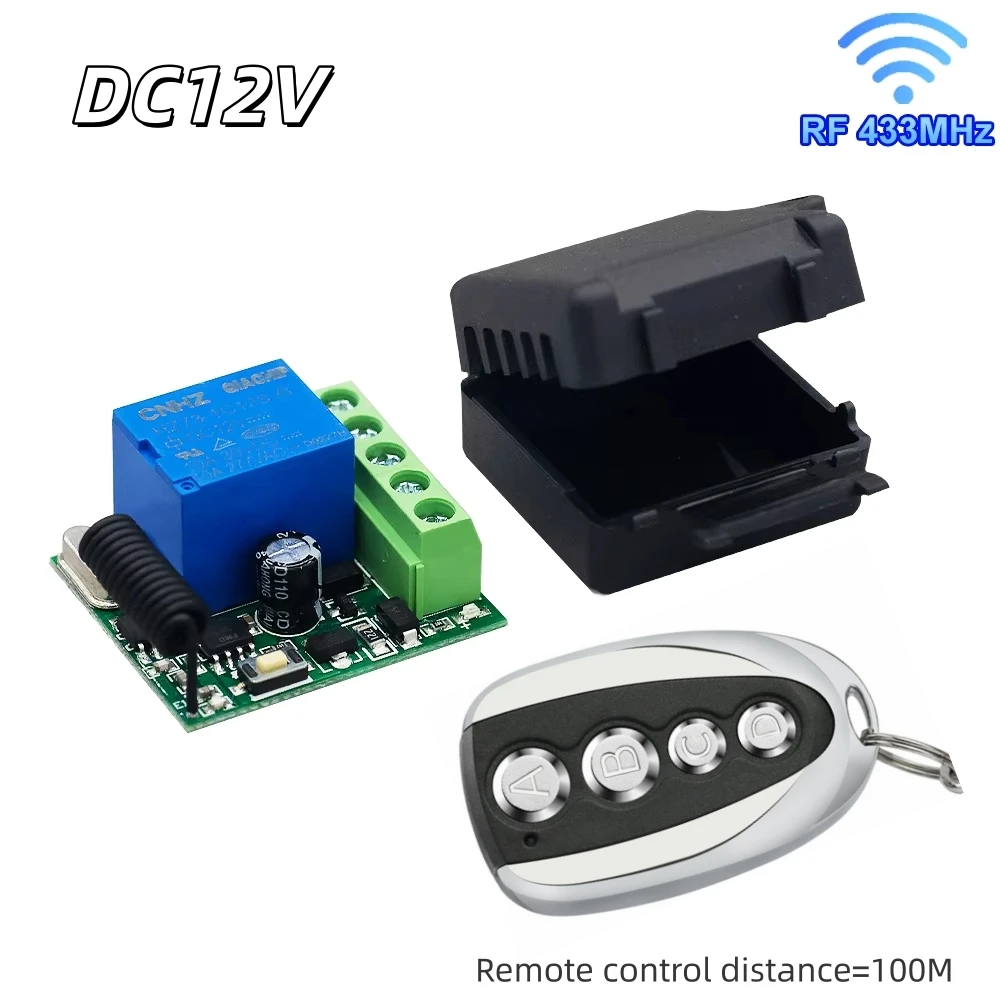

433MHz Universal Wireless Remote Control DC 12V rf Relay Receiver and Transmitter for Universal Garage door and gate Control