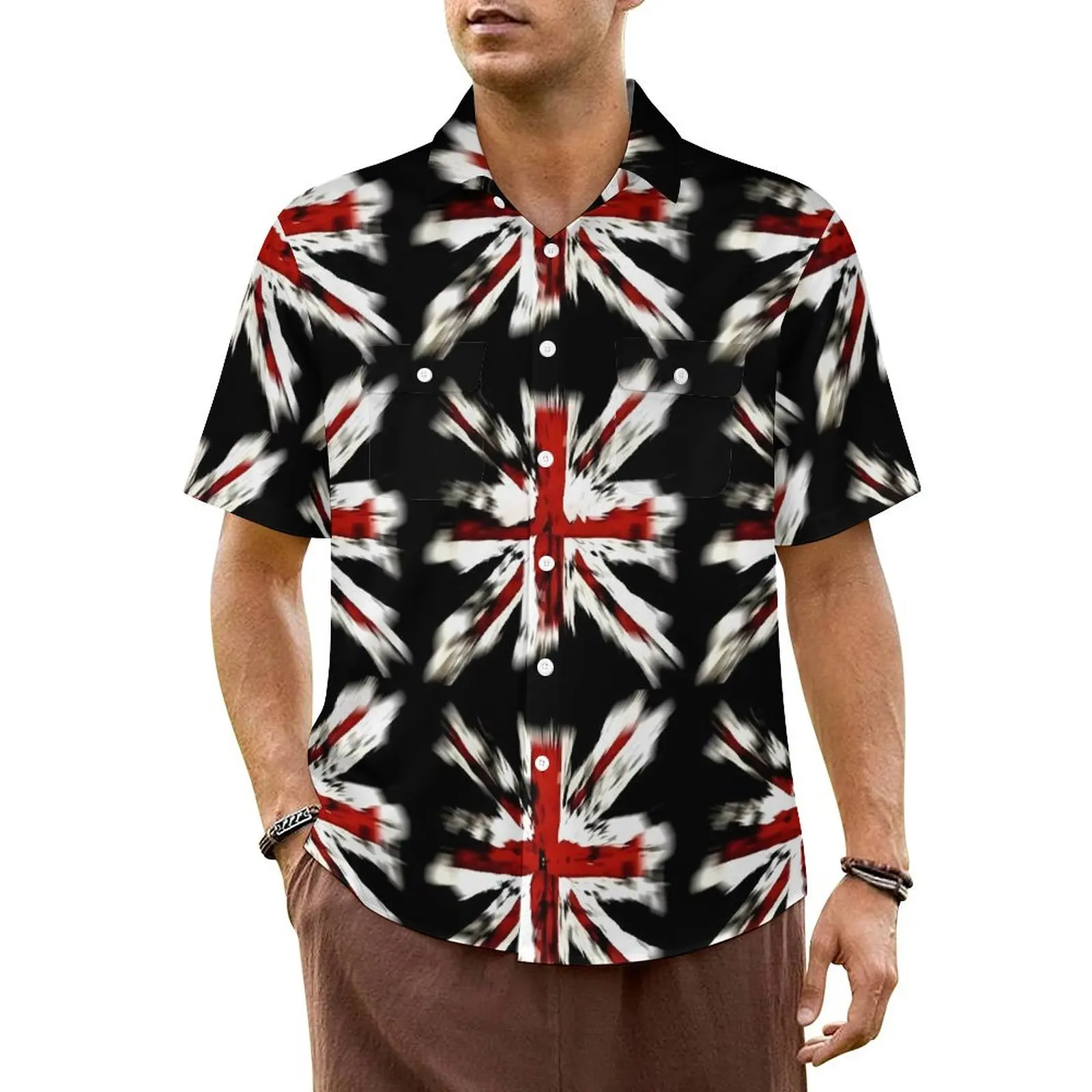 

British Flag Hawaiian Shirt For Men Vacation Flags Print Casual Shirts Short Sleeve Streetwear Graphic Vintage Oversized Blouses