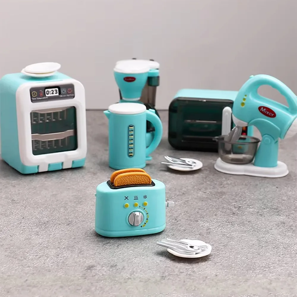 Kids' Miniature Pretend Play Kitchen Set Toy, Simulation Small Appliance Bread Maker & Oven Model, Fun Role-Play Family Set