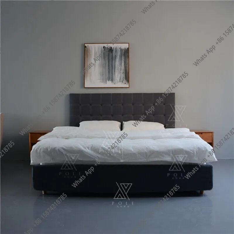 

Nordic home simple modern fabric bed master bedroom second bedroom soft bed small double marriage bed children's minimal