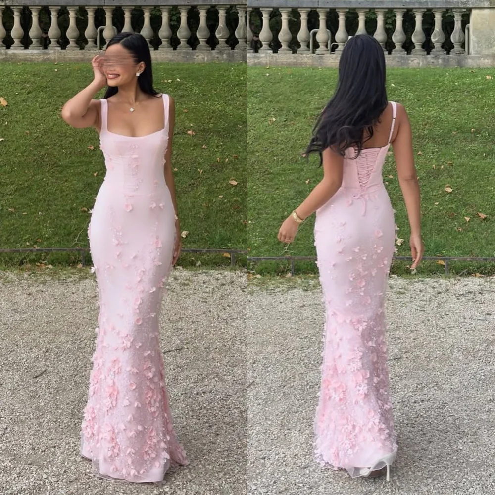 

Customized Jersey Applique Beading Square Neck Mermaid Long Dresses Bespoke Occasion Party Gown Gorgeous Glitter Formal
