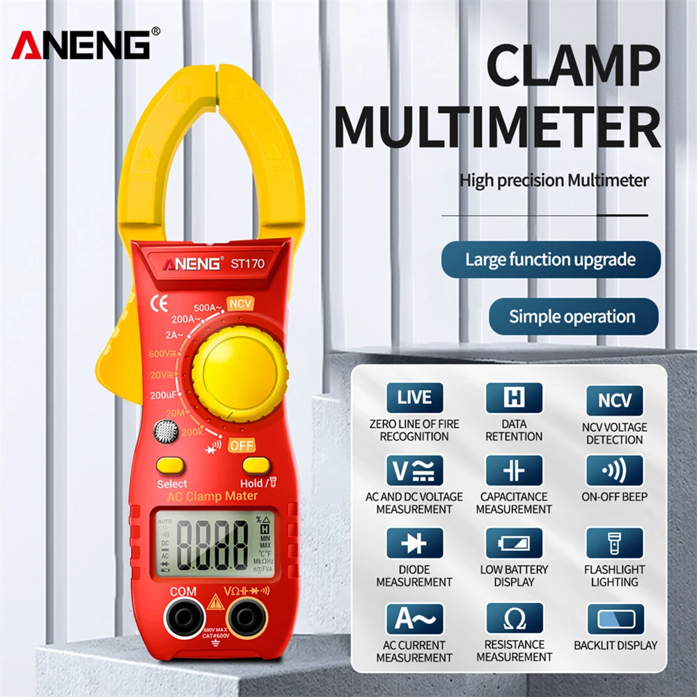 500A ST170 Professional Digital Clamp Meter DC/AC Current Multimeter Pliers Ammeter Voltage Tester Car Voltmeter NCV Ohm Tester