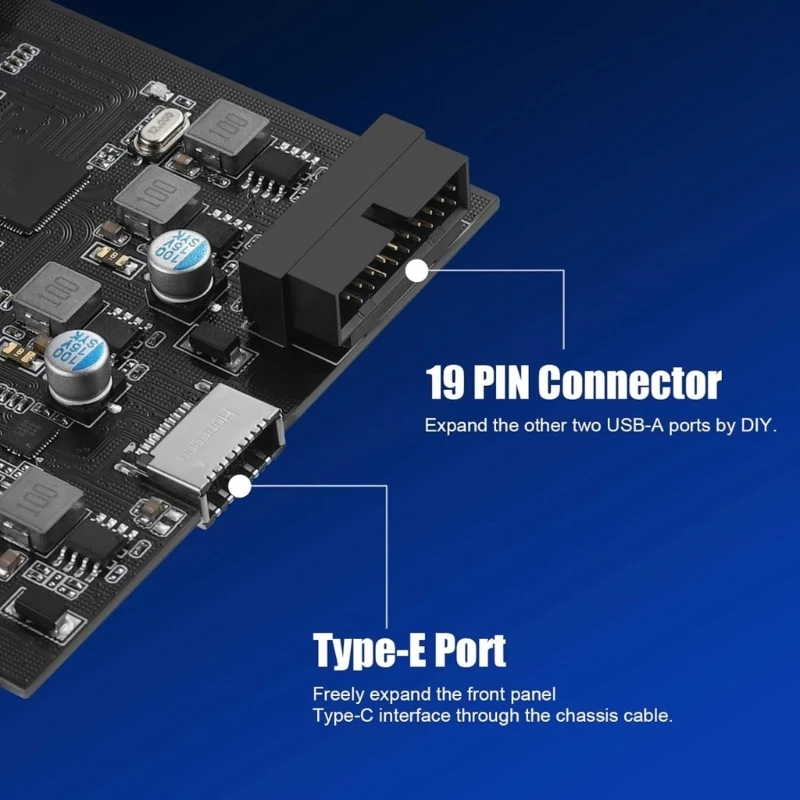 CPDD 6 พอร์ต USB PCIe การ์ด PCIE ถึง Type C (2) USB Type-A (2) การ์ดขยายพร้อมตัวเชื่อมต่อภายใน 19 พินอะแดปเตอร์แผงด้านหน้า