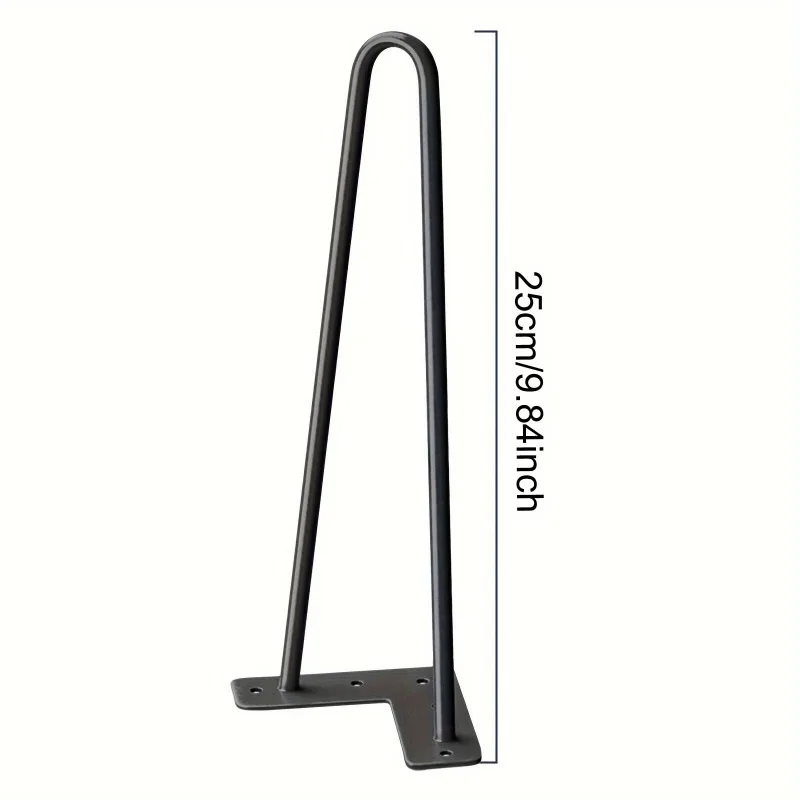 4pcs Modern Matte Metal Hairpin Table Legs - Durable Steel Construction, Sleek Black Finish for Sturdy Furniture Support