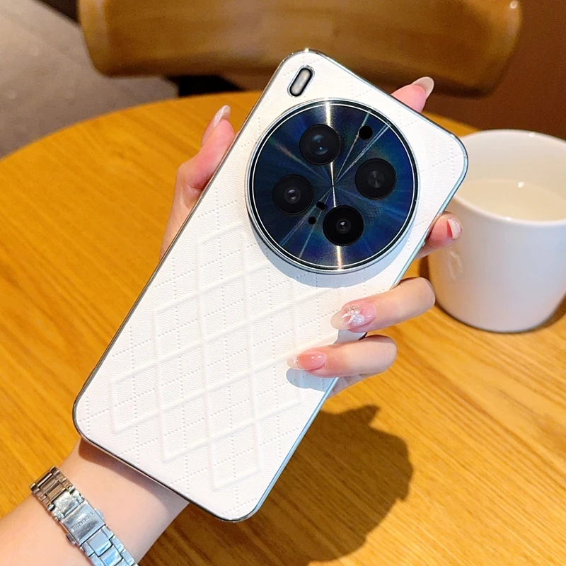 

Case For VIVO X300 Pro X200 Ultra plaid electroplated lens protection Cover For Vivo X200 Pro Mini Shockproof Bumper Funda