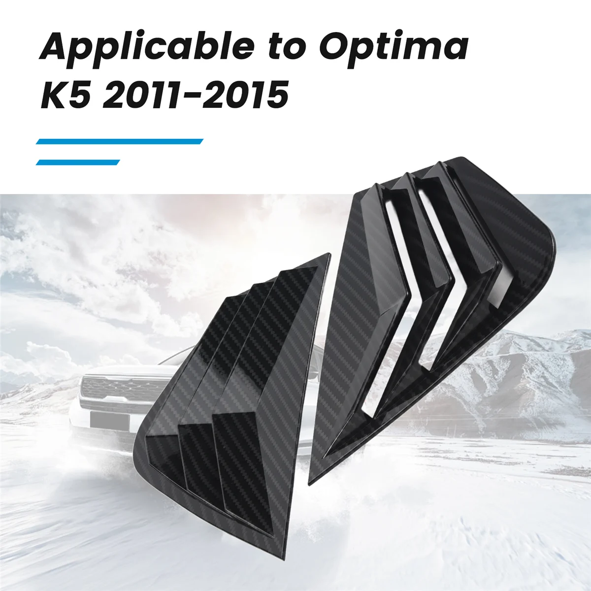 2X cubierta de rejilla de cuarto de ventana lateral trasera estilo fibra de carbono para Kia Optima K5 2011-2015