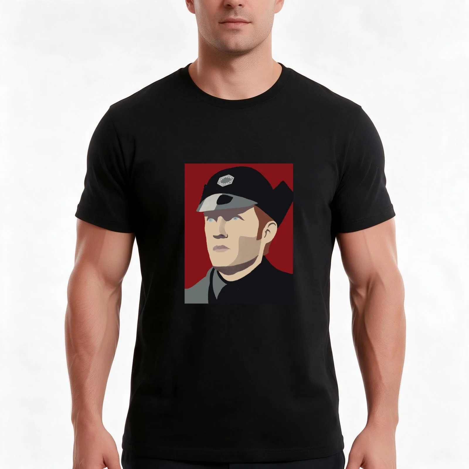 General Hux Pop Art T-Shirt, Summer Casual Cotton Tee, Oversized Streetwear Tops, Vintage Graphic Print, Loose Fit Short Sleeve
