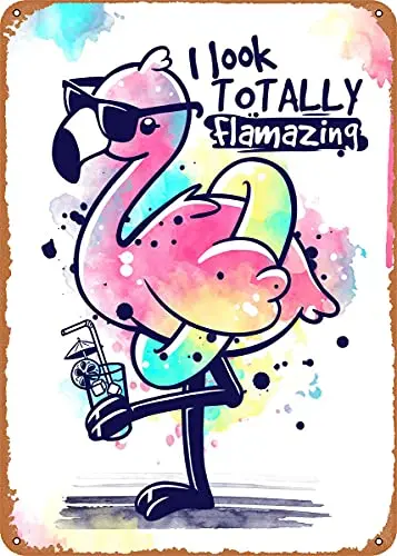 Dsydec Flamazing Flamingo Vintage Look Metal Sign Art Prints Retro Gift