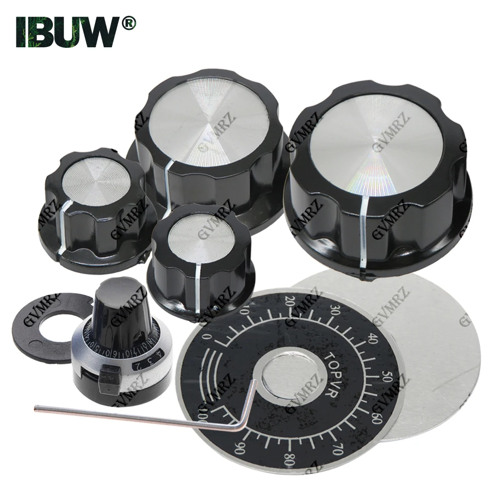 

Potentiometer knob / aluminum alloy potentiometer cover /potentiometer handle inner hole 4MM scale piece//MF-A01/A02/A03/A04/A05