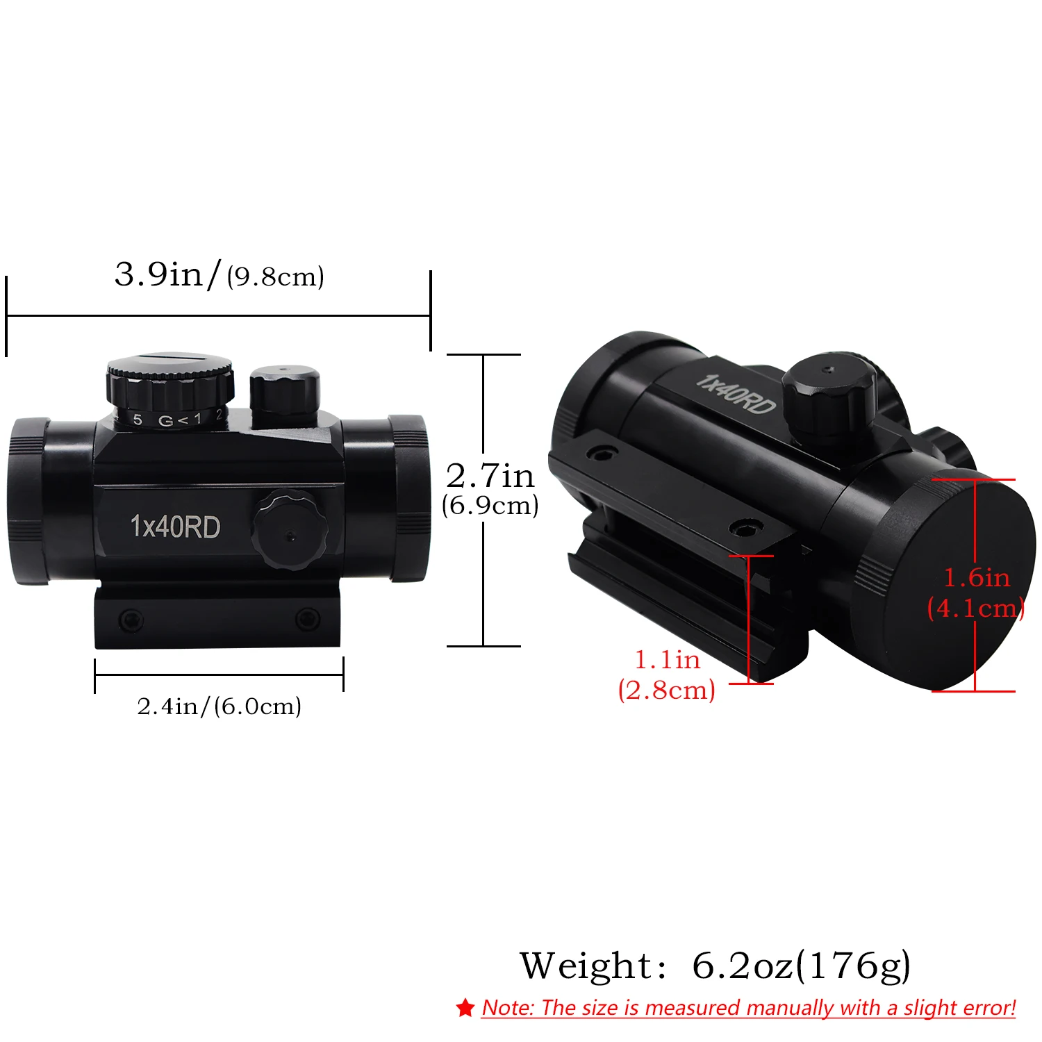 High Quality RD1X40 Outdoor Hunting Laser Sight Red Green Dot Reflex Optics Metal Lightweight Shooting Slingshot Accessories view 3