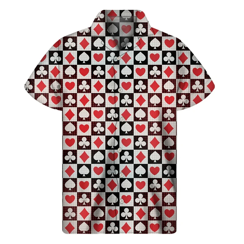 New 2024 Summer Shirt Hawaii Short-sleeved Blouse 3D Printed Poker Men Women Beach Travel Casual Oversized Shirts Tops Lapel 4XL