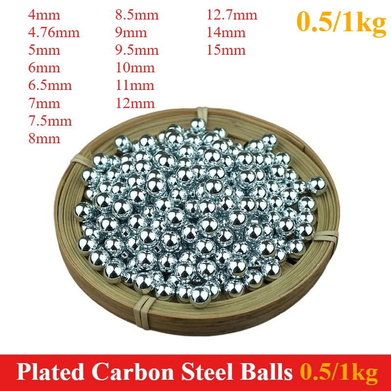 

0.5kg/1kg Steel Balls 4mm4.76mm5mm6mm6.5mm7mm7.5mm8mm8.5mm9mm9.5mm10mm11mm12mm12.7mm14mm15mm electroplated Steel Balls for DIY