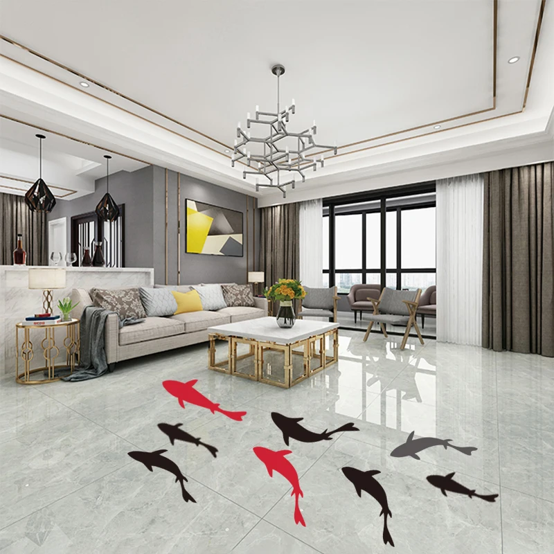 Fish Wall Stickers Home Decoration For Living Room Fridge Bedroom Porch Art Mural Peel & Stick Waterpoof PVC Wallpaper 8pcs/set