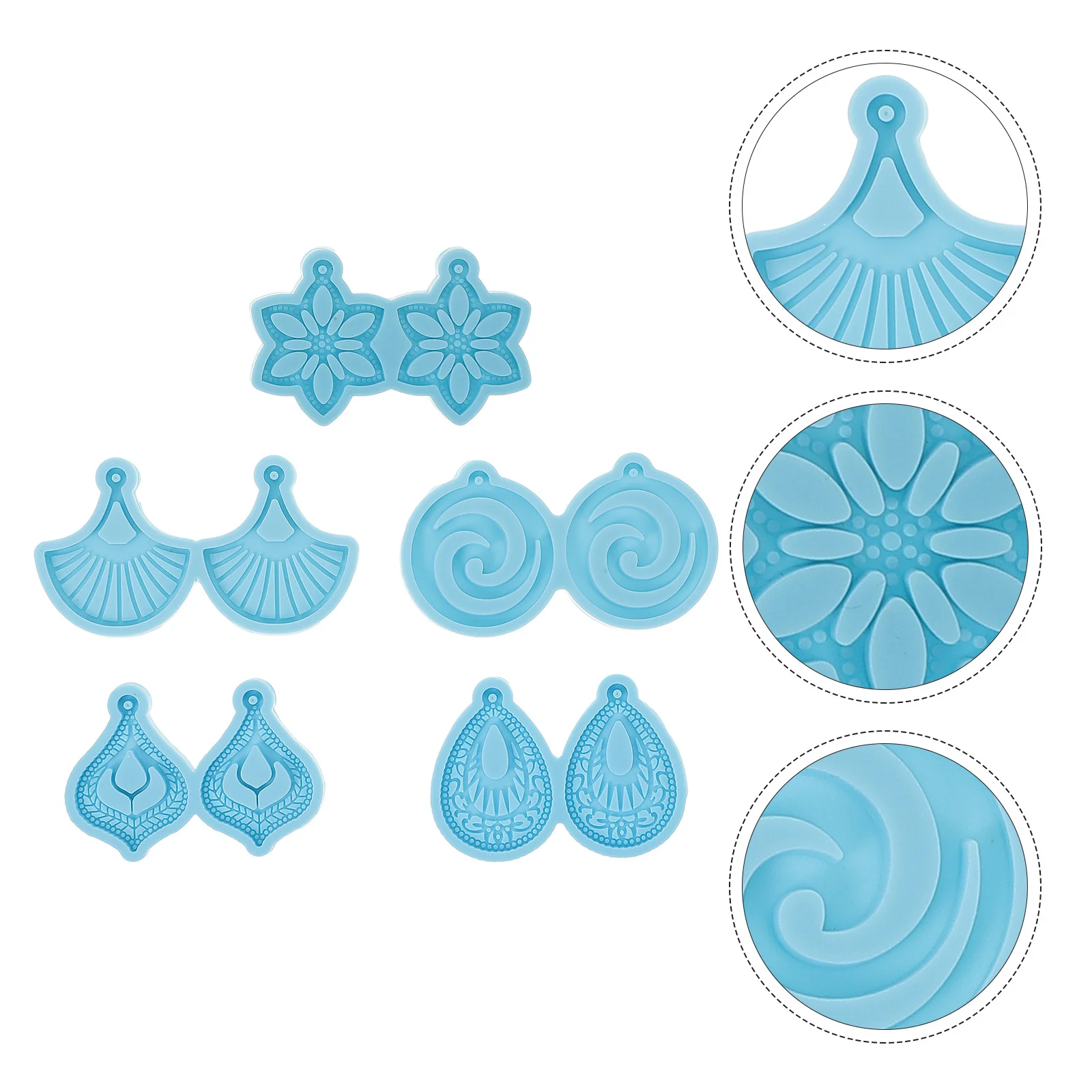 

5 pcs Silicone Earring Mold For Diy Jewelry Making Craft Pendant Resin Art Work Hanging Adornment Diy Crystal Epoxy Mold