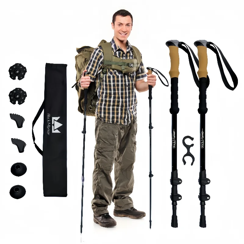 

Lightweight Trekking Pole Set-Adjustable 26"-54", Aluminum Alloy, Cork&EVA Grip, Multi-Tips for Mountain Trail Outdoor Adventure