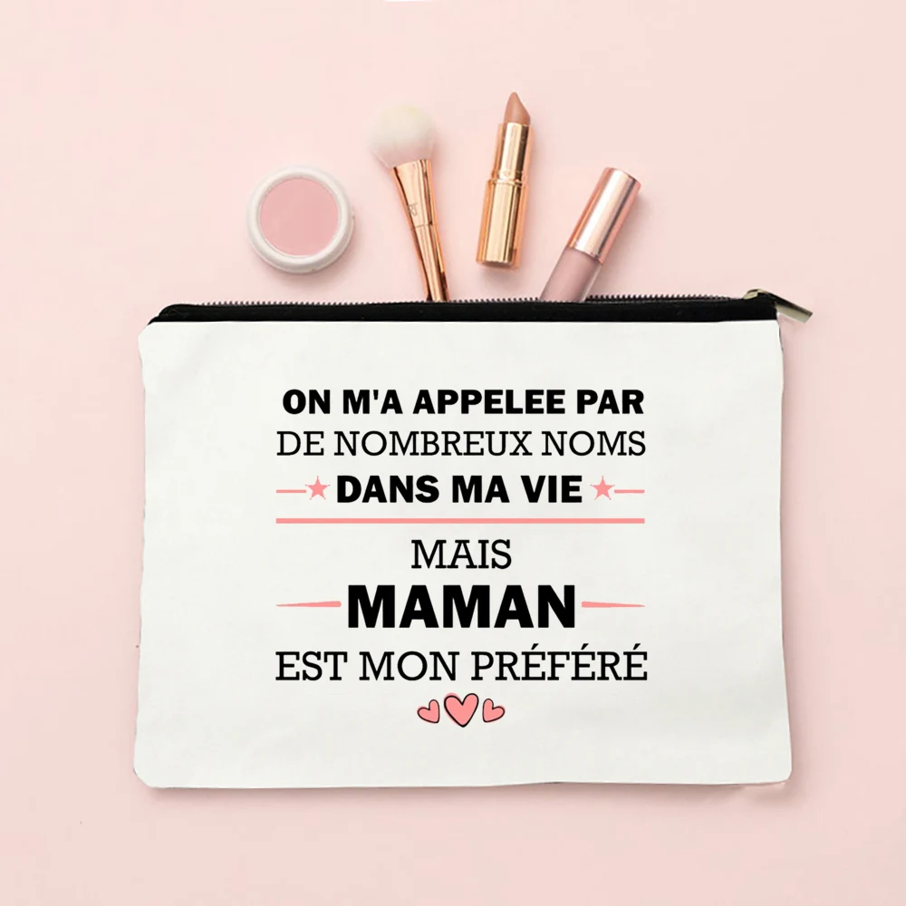 Mamie Gifts Bolsa de maquillaje La mejor abuela del mundo Bolsas de cosméticos con cremallera estampadas Neceser de viaje Bolsa de aseo Anuncio de