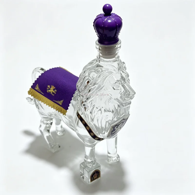 Lion Shaped Hand-Blown Glass Decanter Lead-Free Animal Bar Ornament Table Display Home Decor Holiday Gift Liquor Bottle